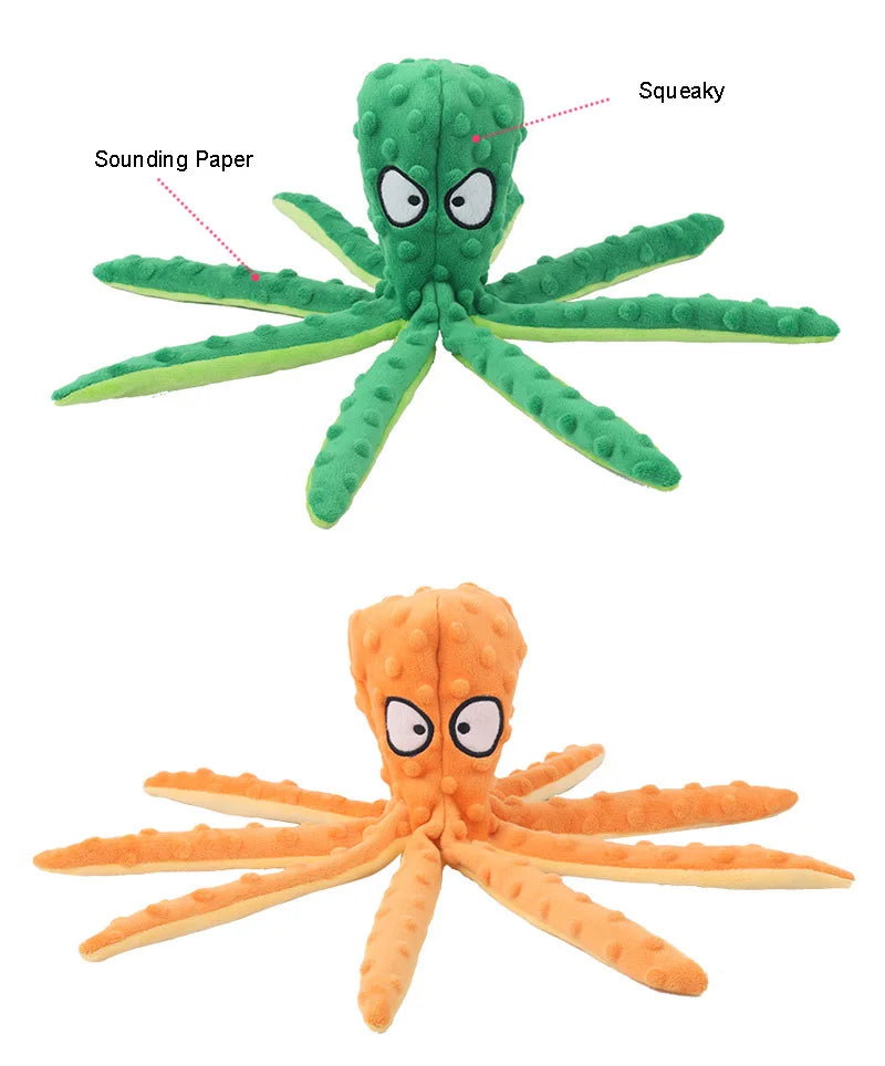 Plush Octopus Dog Toy with Squeaker