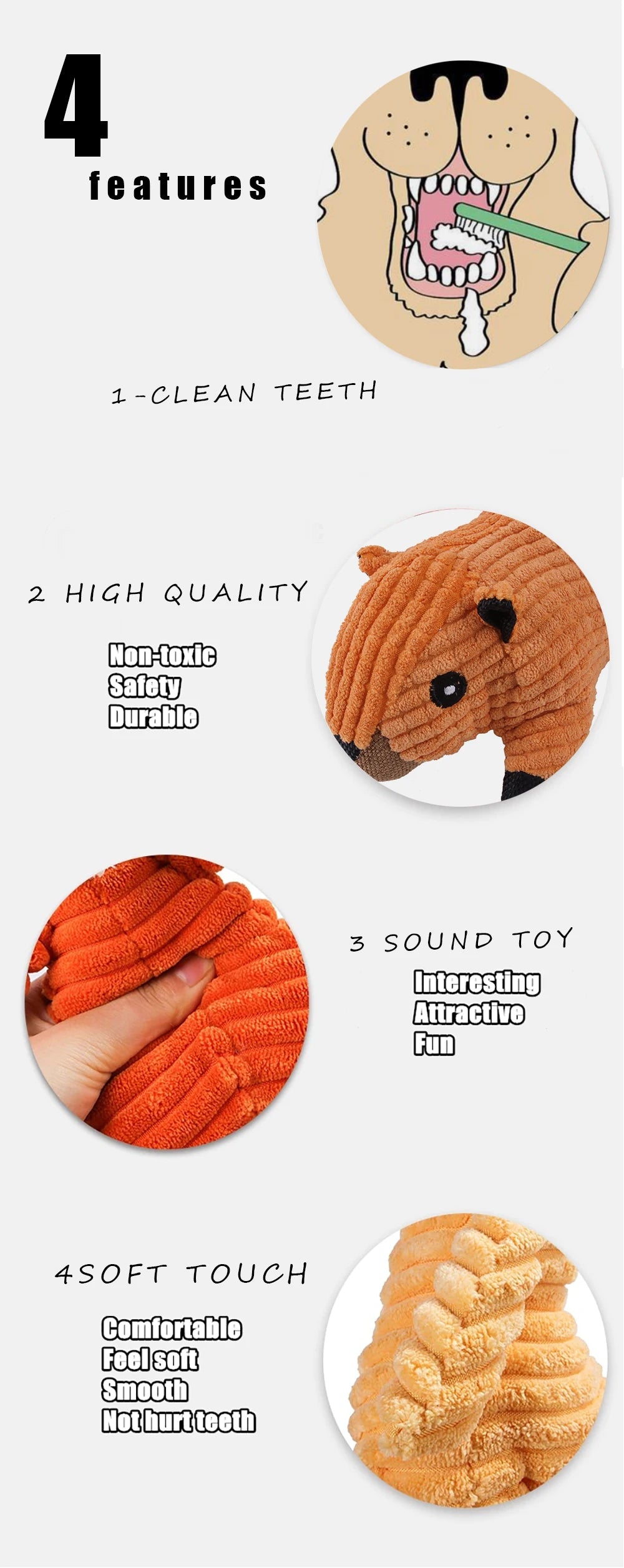 Corduroy Animal-Shaped Plush Dog Toy