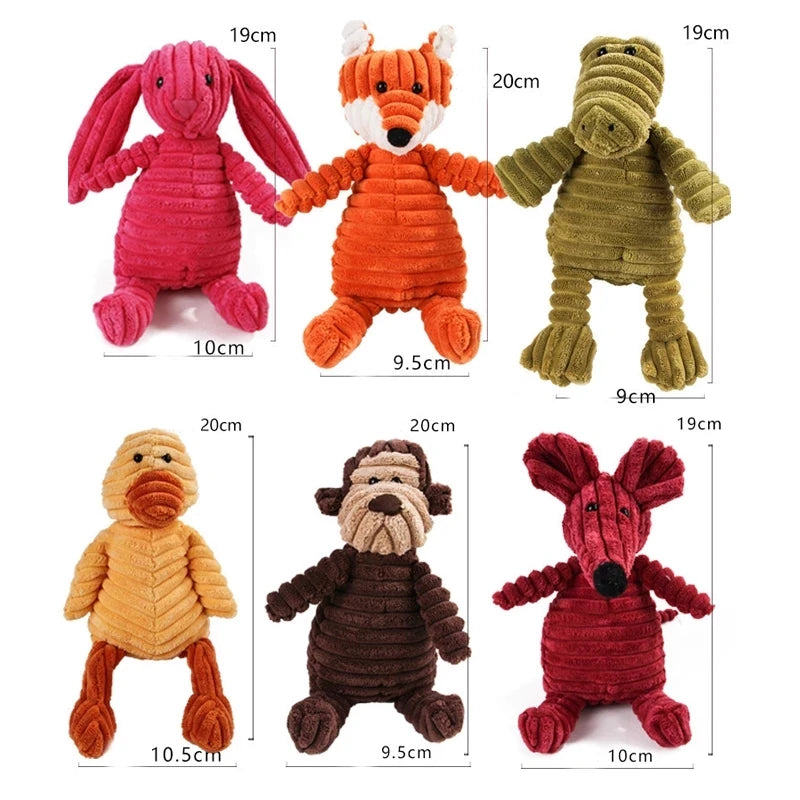 Corduroy Animal-Shaped Plush Dog Toy