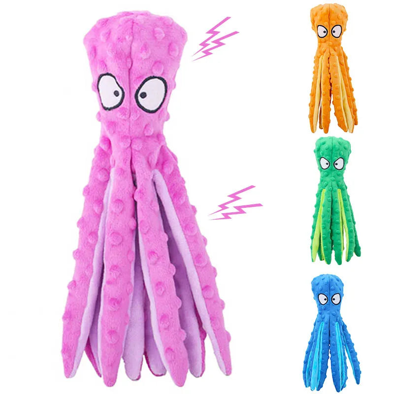 Plush Octopus Dog Toy with Squeaker