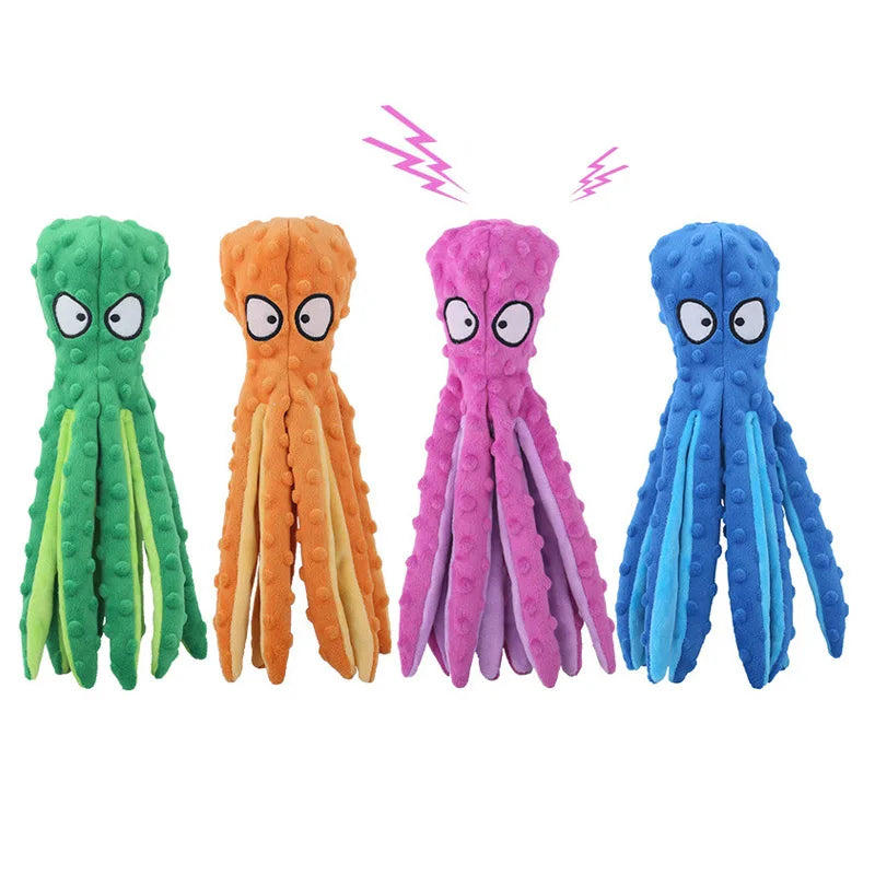 Plush Octopus Dog Toy with Squeaker