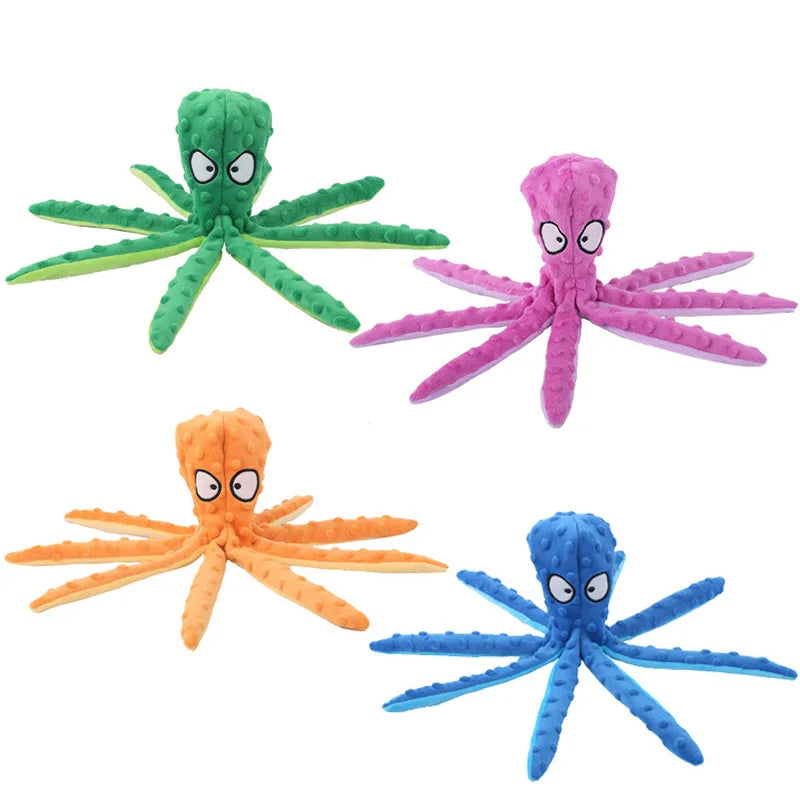 Plush Octopus Dog Toy with Squeaker