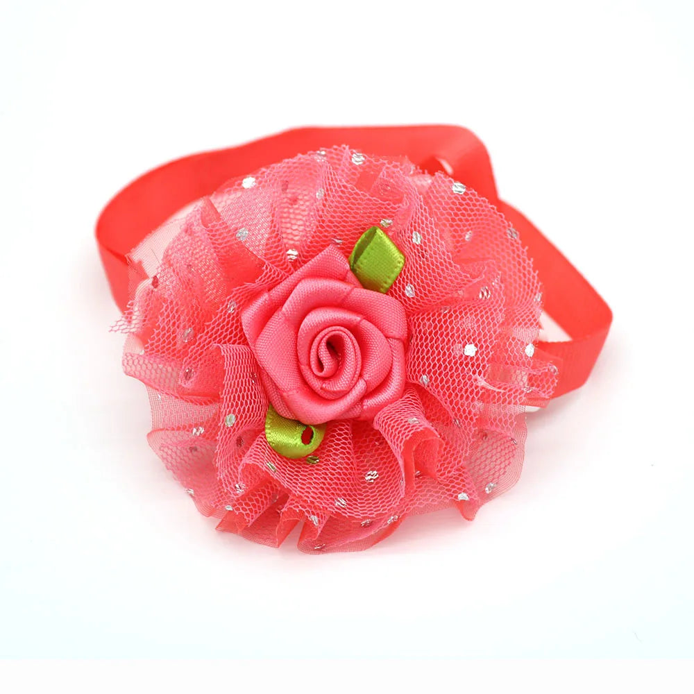 20pcs Valentine’s Day Pet Bowties and Neckties – Lace Rose Love Style Accessories for Dogs and Cats