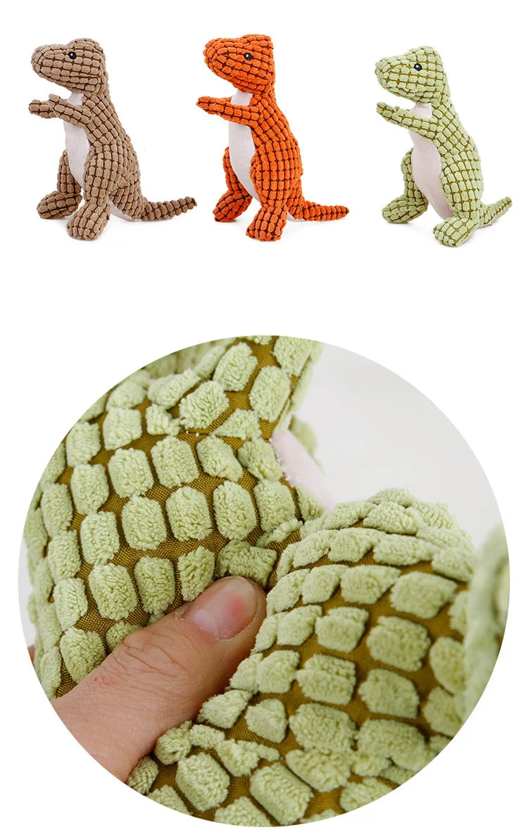 Cartoon Dinosaur Plush Squeaky Dog Toy