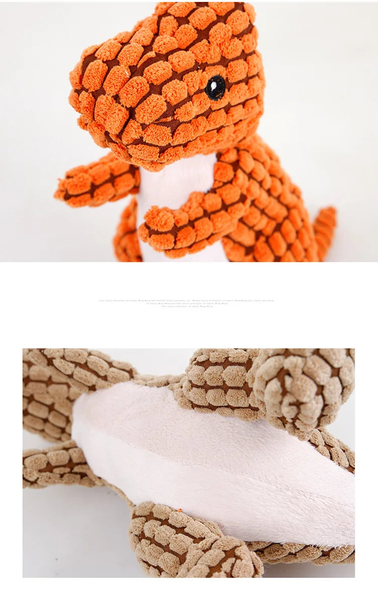 Cartoon Dinosaur Plush Squeaky Dog Toy