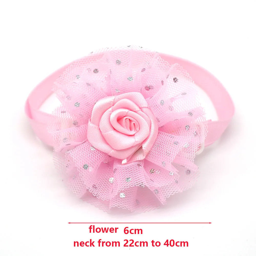 20pcs Valentine’s Day Pet Bowties and Neckties – Lace Rose Love Style Accessories for Dogs and Cats