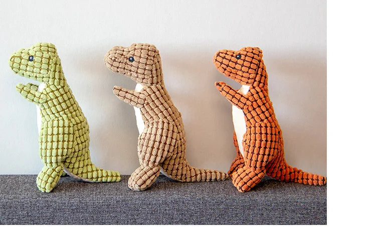 Cartoon Dinosaur Plush Squeaky Dog Toy