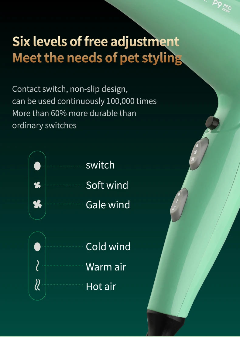 Fenice High-Power Pet Hair Dryer – Silent Water Blower for Quick Drying Dogs and Cats