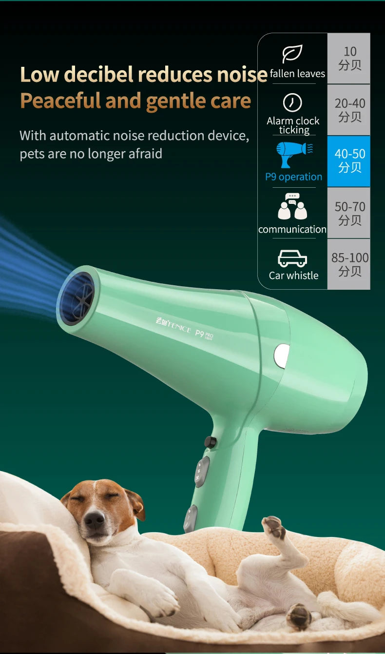 Fenice High-Power Pet Hair Dryer – Silent Water Blower for Quick Drying Dogs and Cats