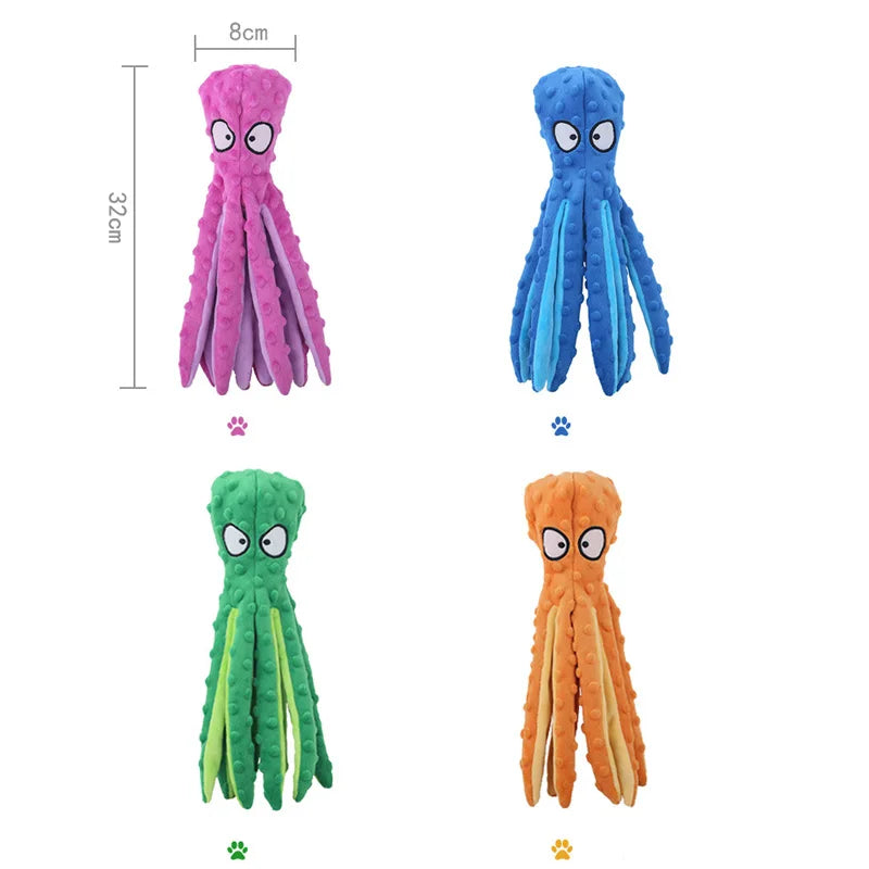 Plush Octopus Dog Toy with Squeaker