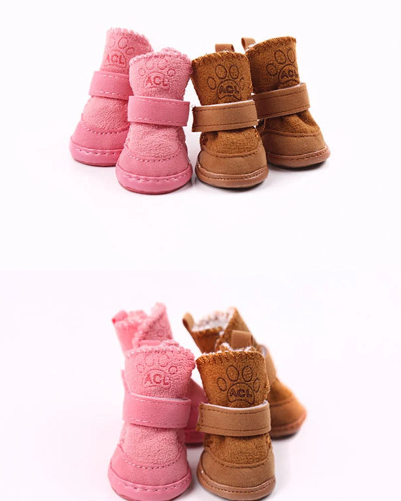 4PCS Winter Warm Dog Shoes – Anti-Slip Rain and Snow Boots for Small and Medium Dogs
