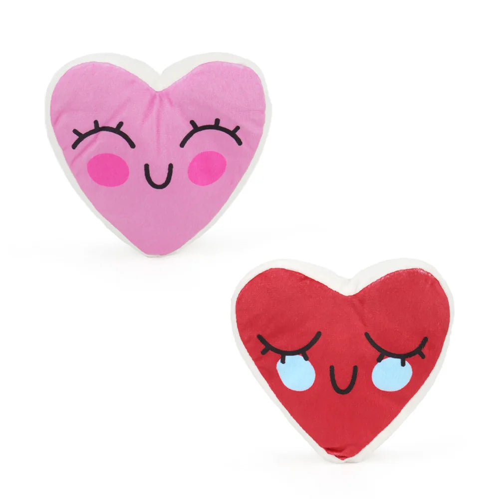 2PCS Heart & Bone Plush Dog Toys – Squeaky Chew Toys for Valentine’s Day Gift
