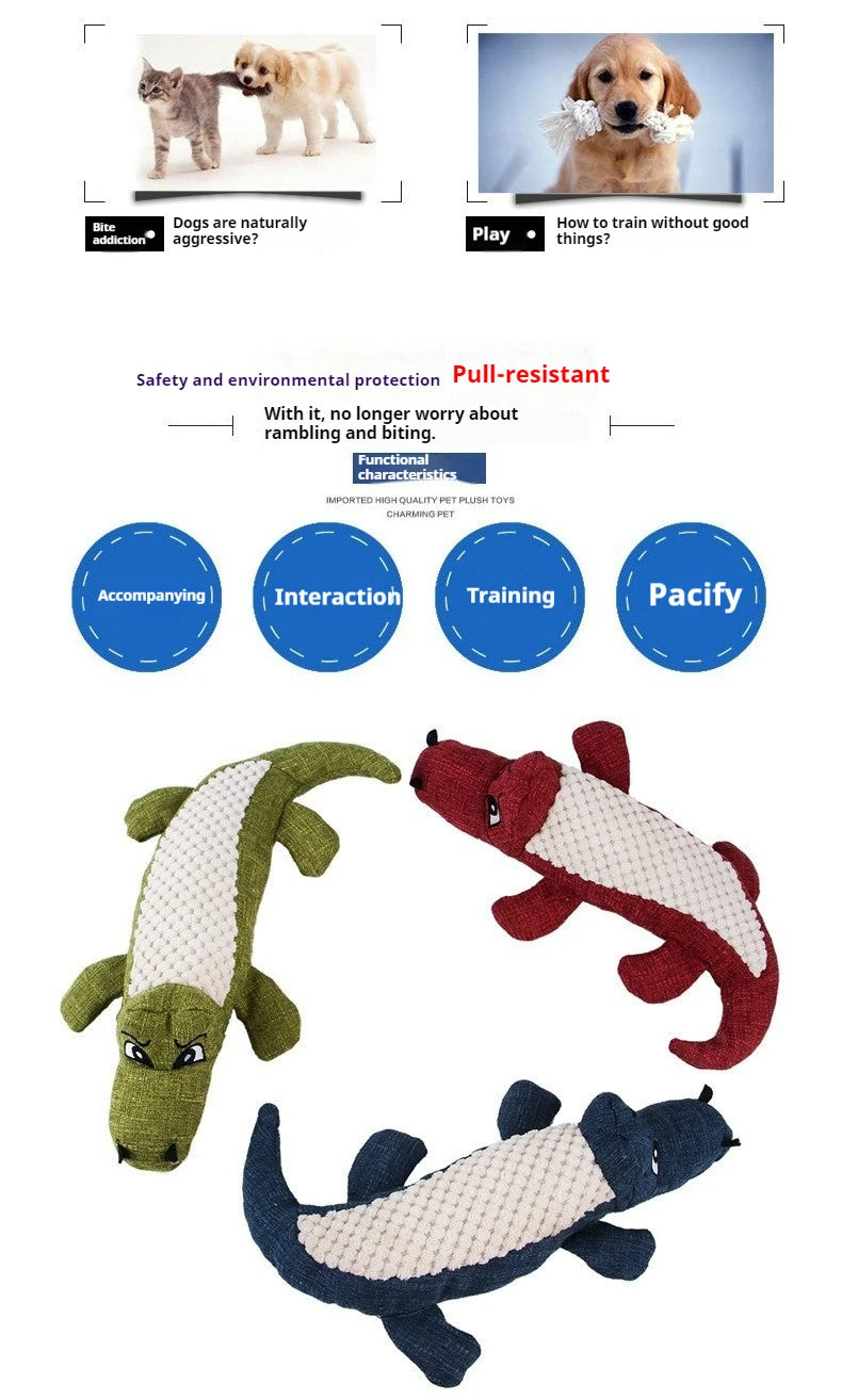 Corn Velvet Crocodile Plush Dog Toy with Squeaker
