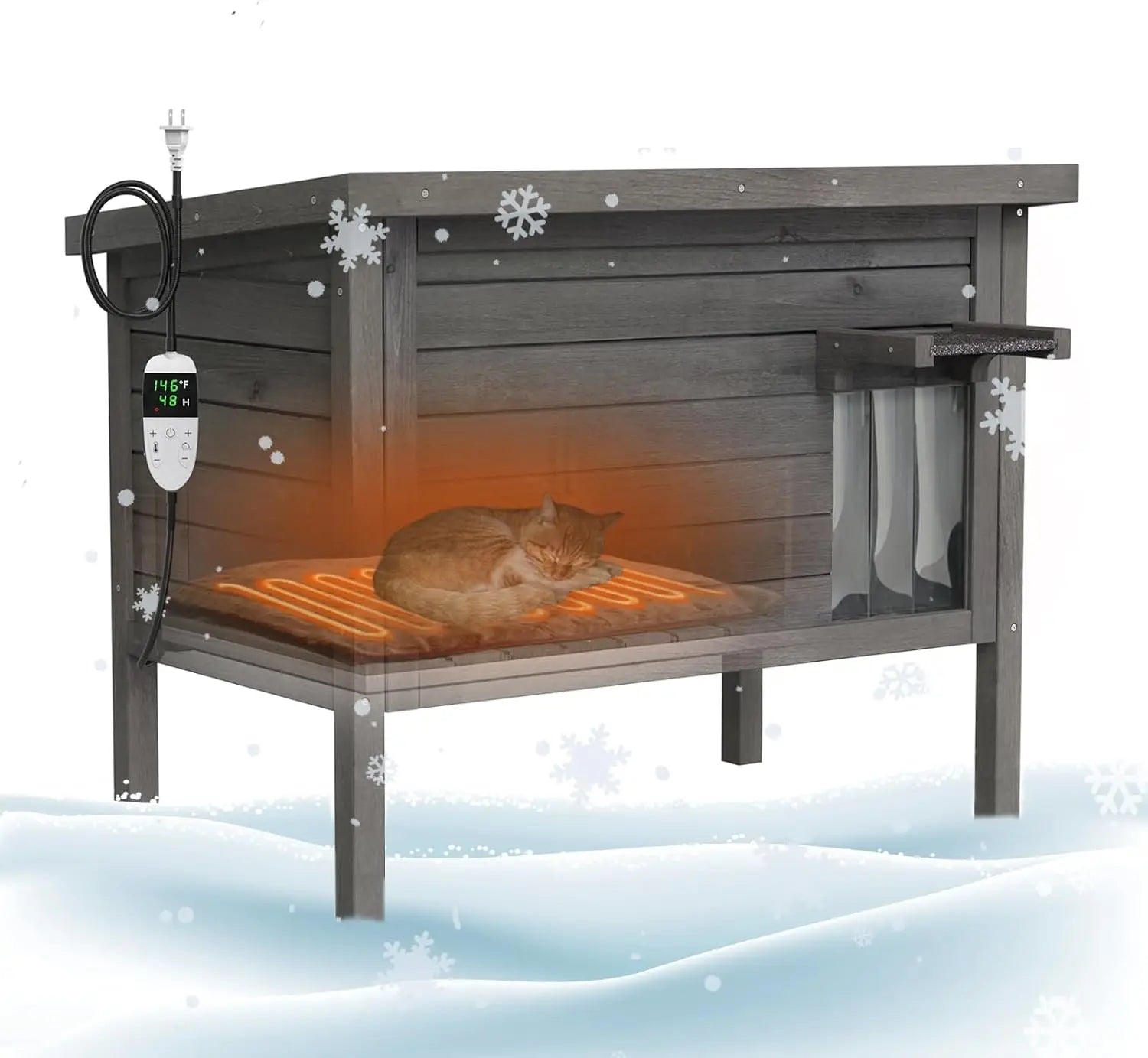 Outdoor Heated Cat House – Weatherproof Insulated Shelter with Heating Pad for Feral and Outdoor Cats