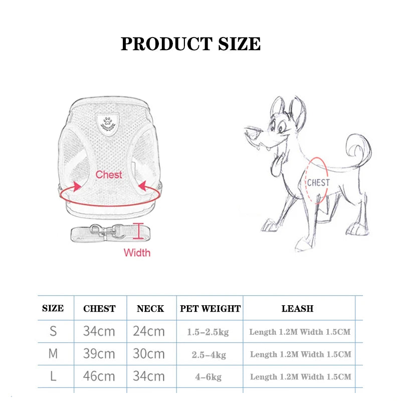 Adjustable Cat & Dog Harness Vest with Traction Rope Set