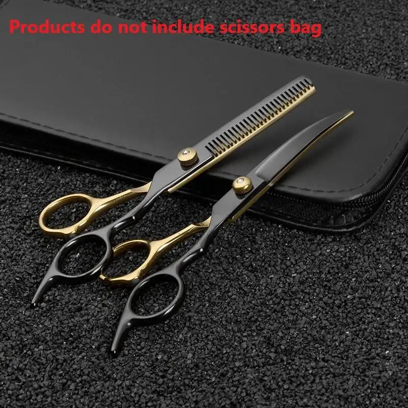 6.5-Inch Pet Grooming Scissors Kit - Black & Gold