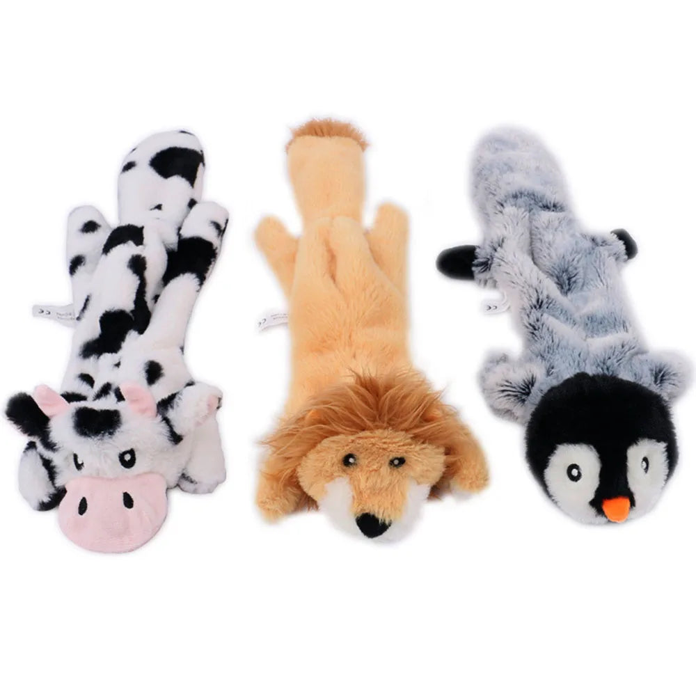 Stuffing-Free Animal Plush Dog Toy with Squeakers