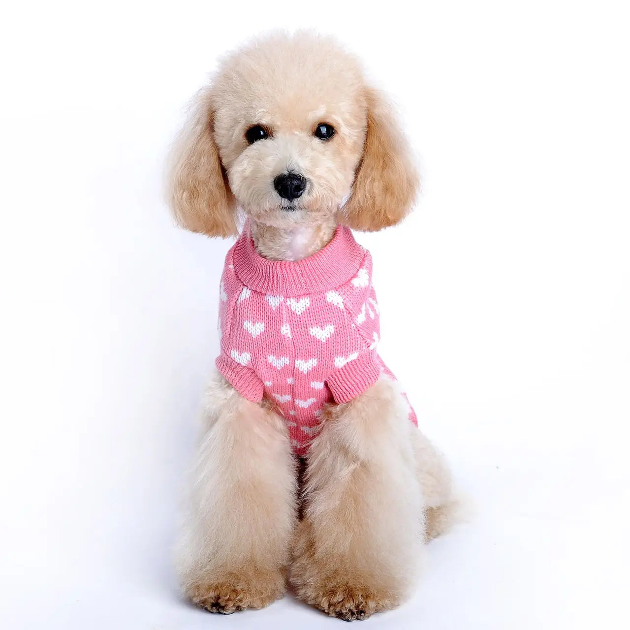 Turtleneck Knit Dog Sweater – Everyday and Valentine’s Day Pink Sweater for Small Dogs