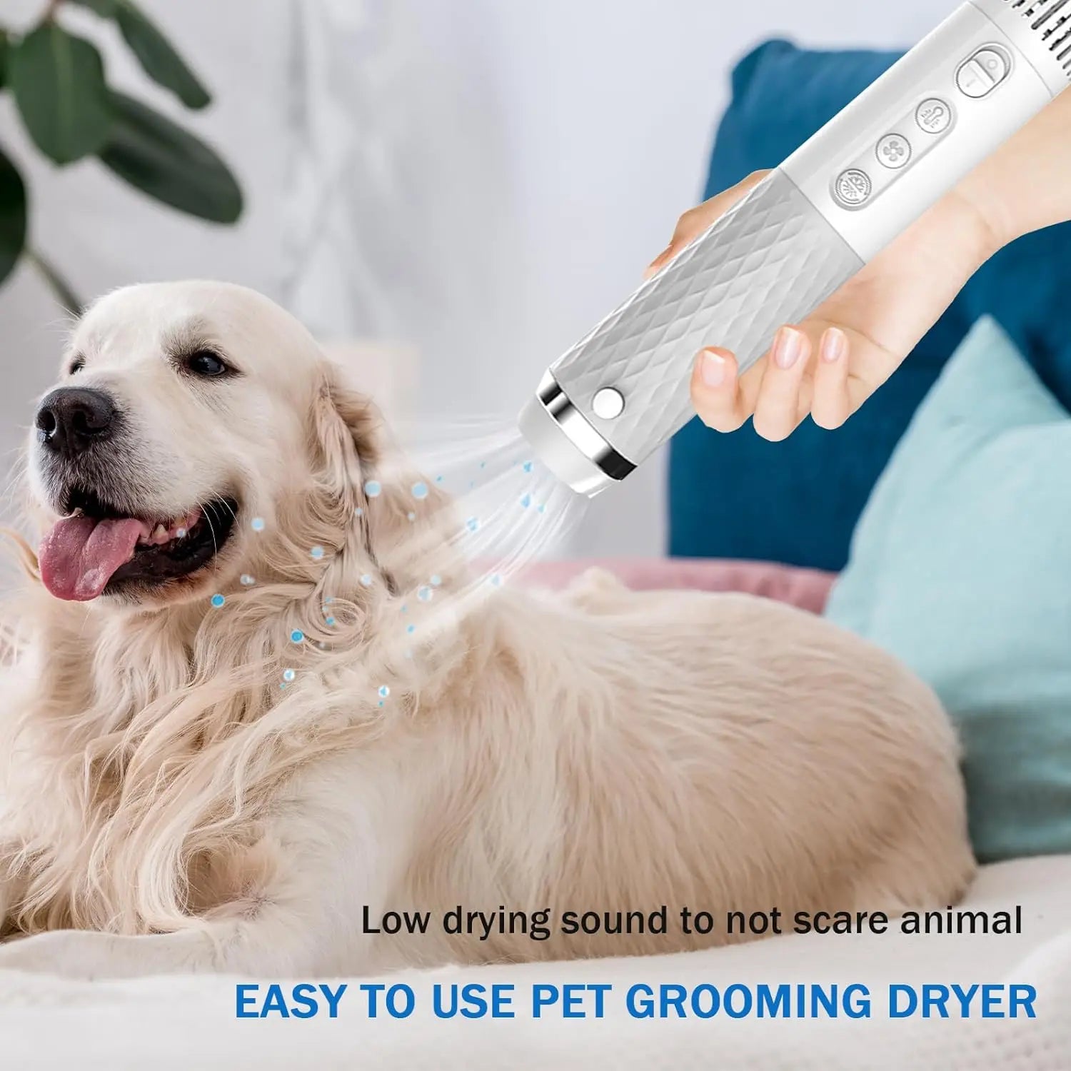 Portable Dog Hair Dryer – Adjustable Temperature and Speed with 4 Nozzles for Pet Grooming