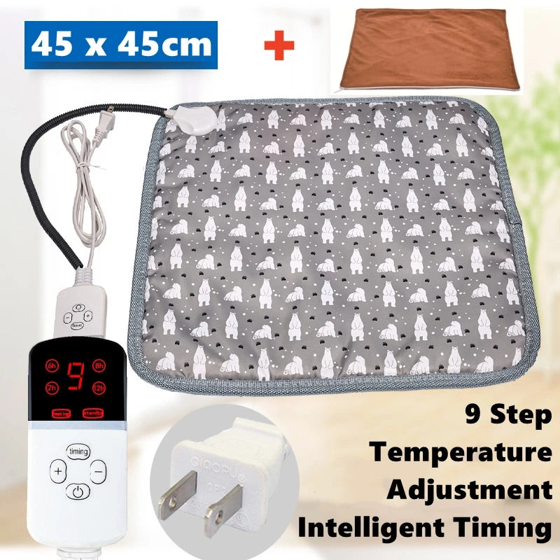 Adjustable Pet Heated Mat – Waterproof Electric Heating Pad with Timer for Dogs and Cats