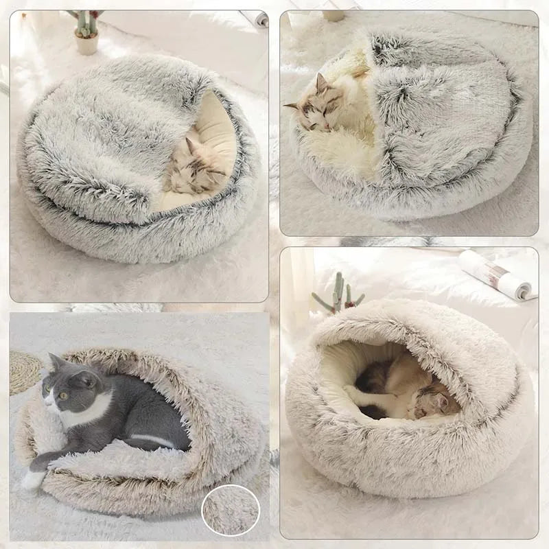 Winter Long Plush Round Cushion Pet House