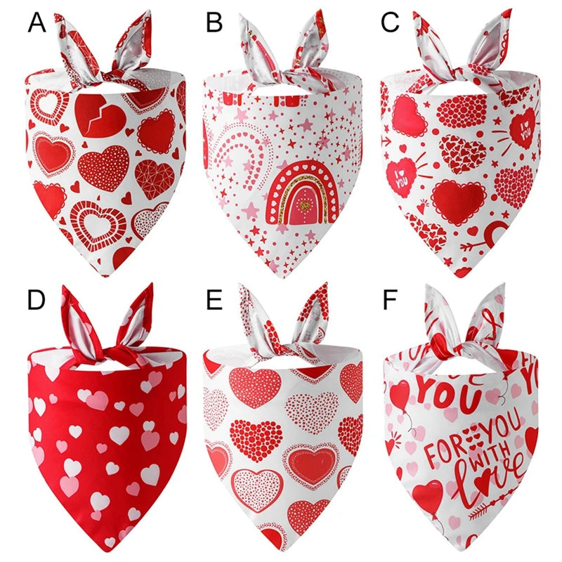 Washable Dog Bandanas – Festive Love Heart Scarves for Christmas and Valentine’s Day