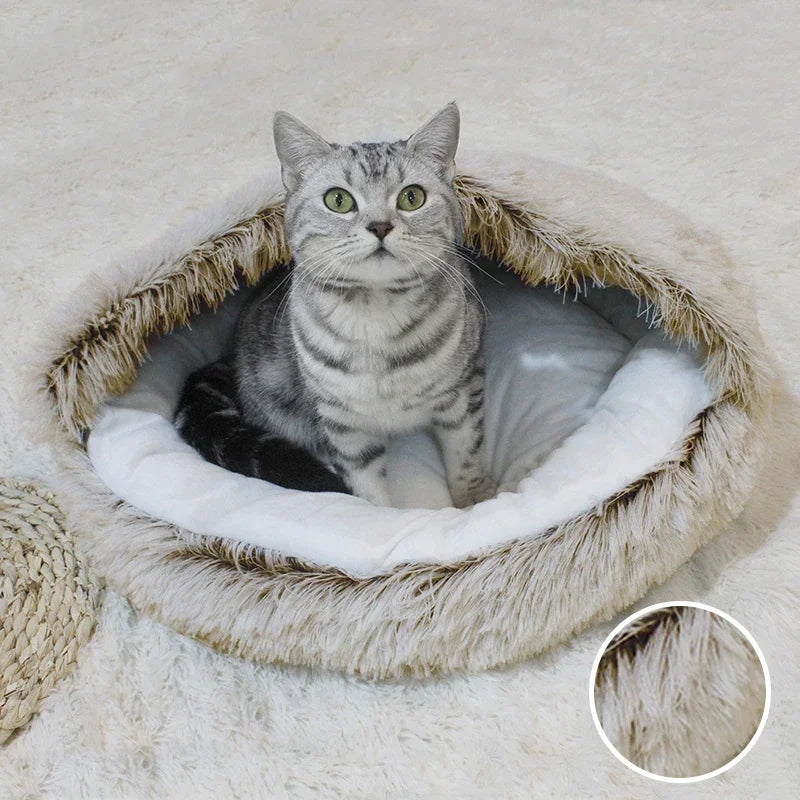 Winter Long Plush Round Cushion Pet House