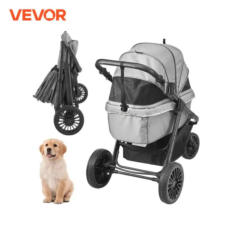 VEVOR Lightweight Pet Stroller – Travel-Friendly Carrier with Brakes, Rotating Wheels, and Accessories