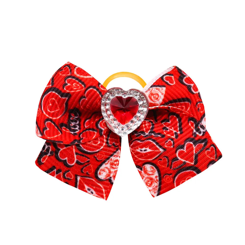 20PCS Valentine’s Day Dog Bows – Red and Pink Hair Bow Accessories for Dogs and Cats