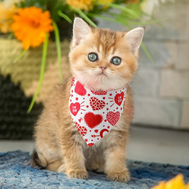 Washable Dog Bandanas – Festive Love Heart Scarves for Christmas and Valentine’s Day