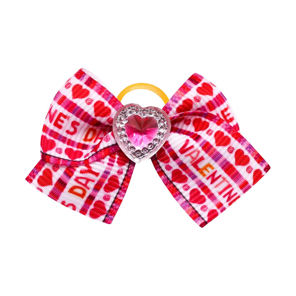 20PCS Valentine’s Day Dog Bows – Red and Pink Hair Bow Accessories for Dogs and Cats