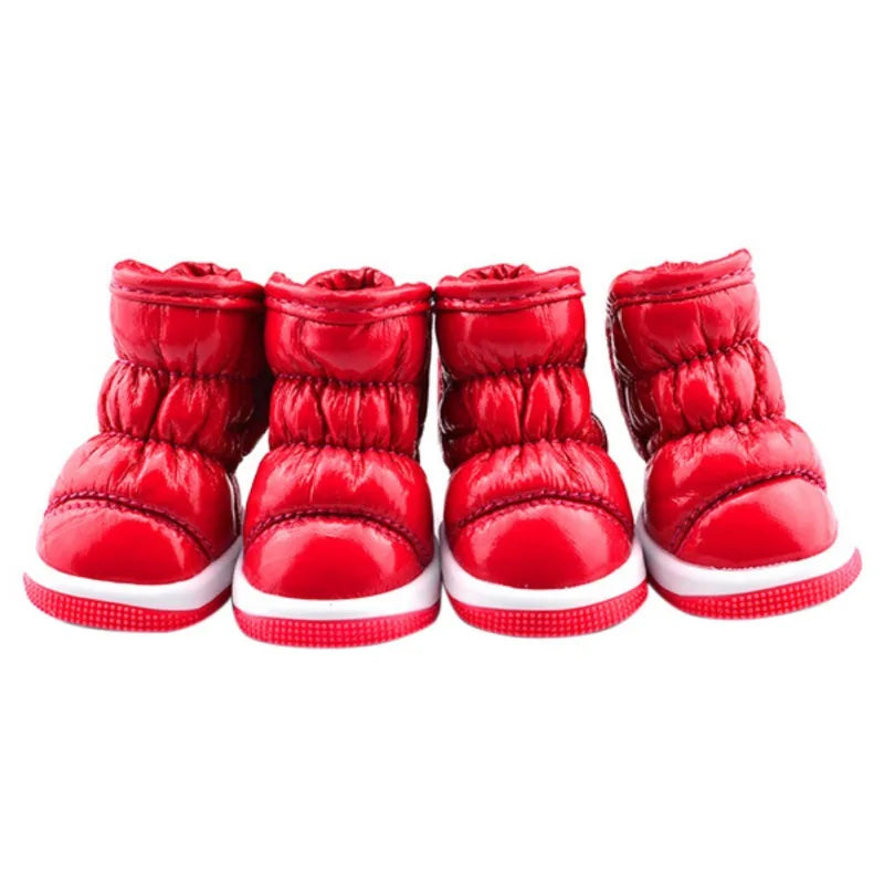 4PCS Winter Dog Shoes – Warm Fleece Waterproof Snow Boots for Small Dogs