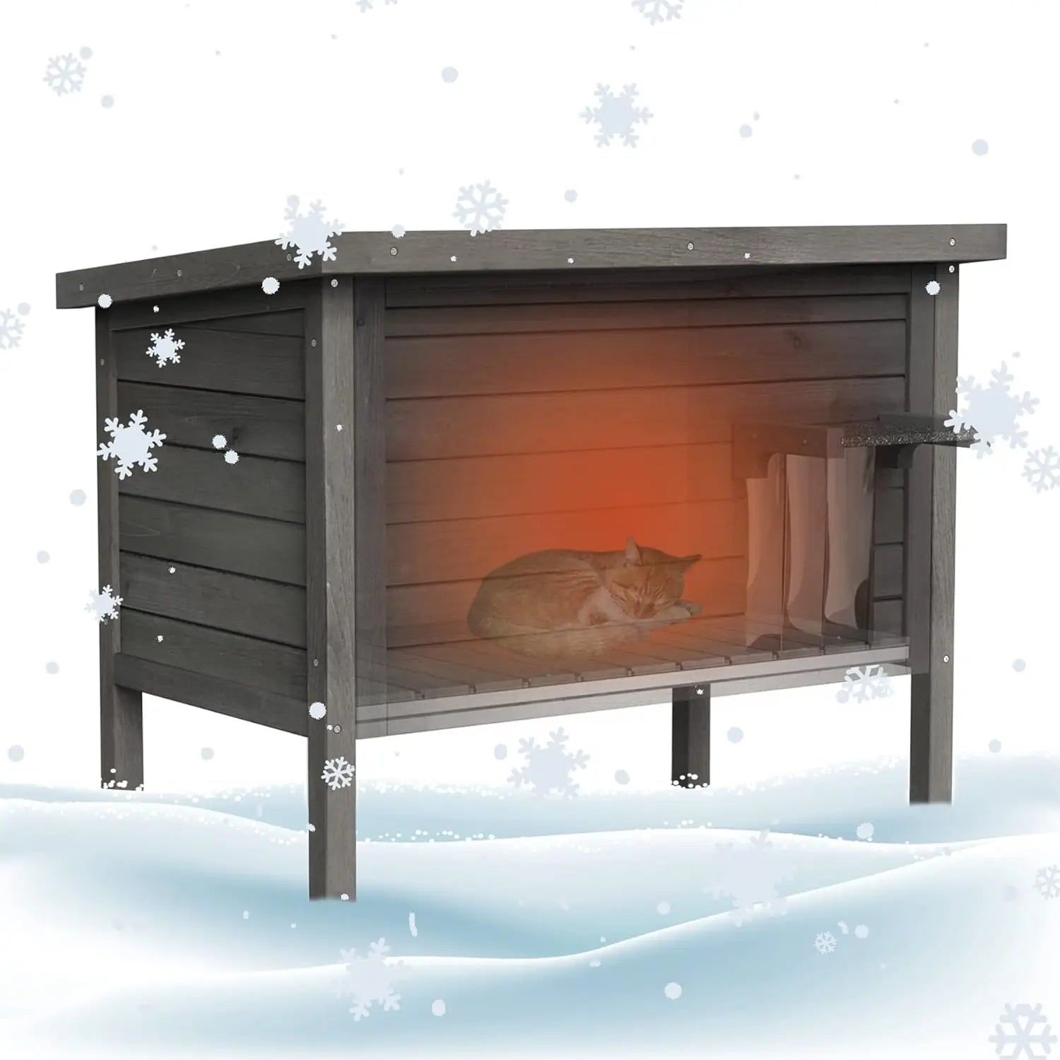 Outdoor Heated Cat House – Weatherproof Insulated Shelter with Heating Pad for Feral and Outdoor Cats
