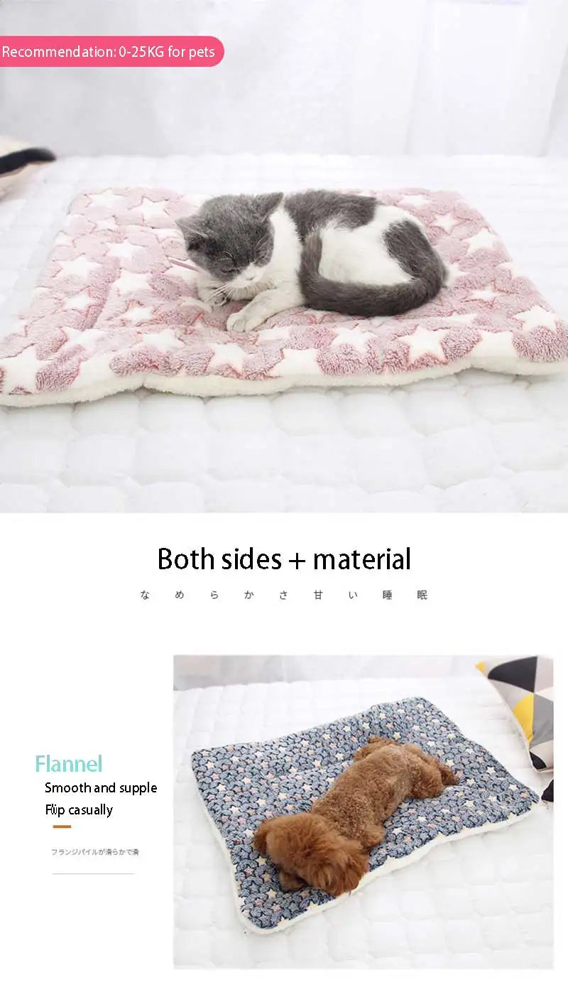 Soft Flannel Pet Fleece Pad – Thickened Blanket and Mattress for Cozy Sleep