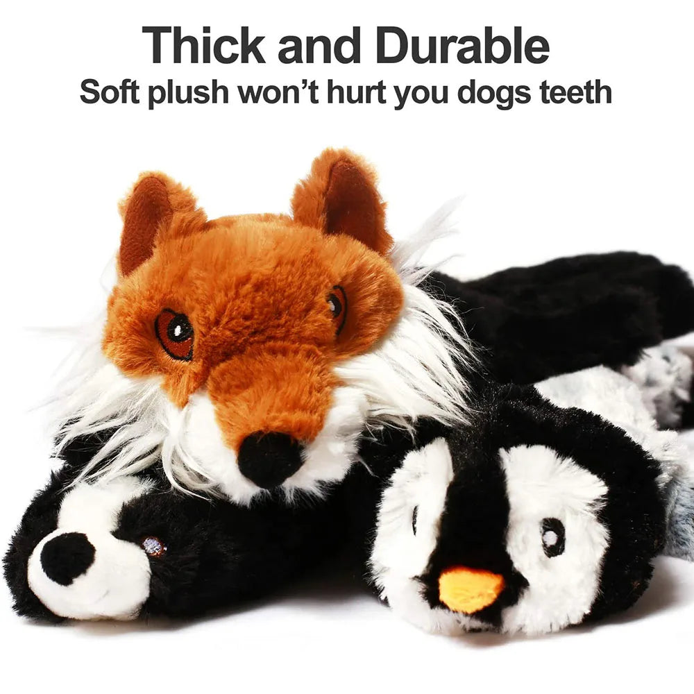 Stuffing-Free Animal Plush Dog Toy with Squeakers
