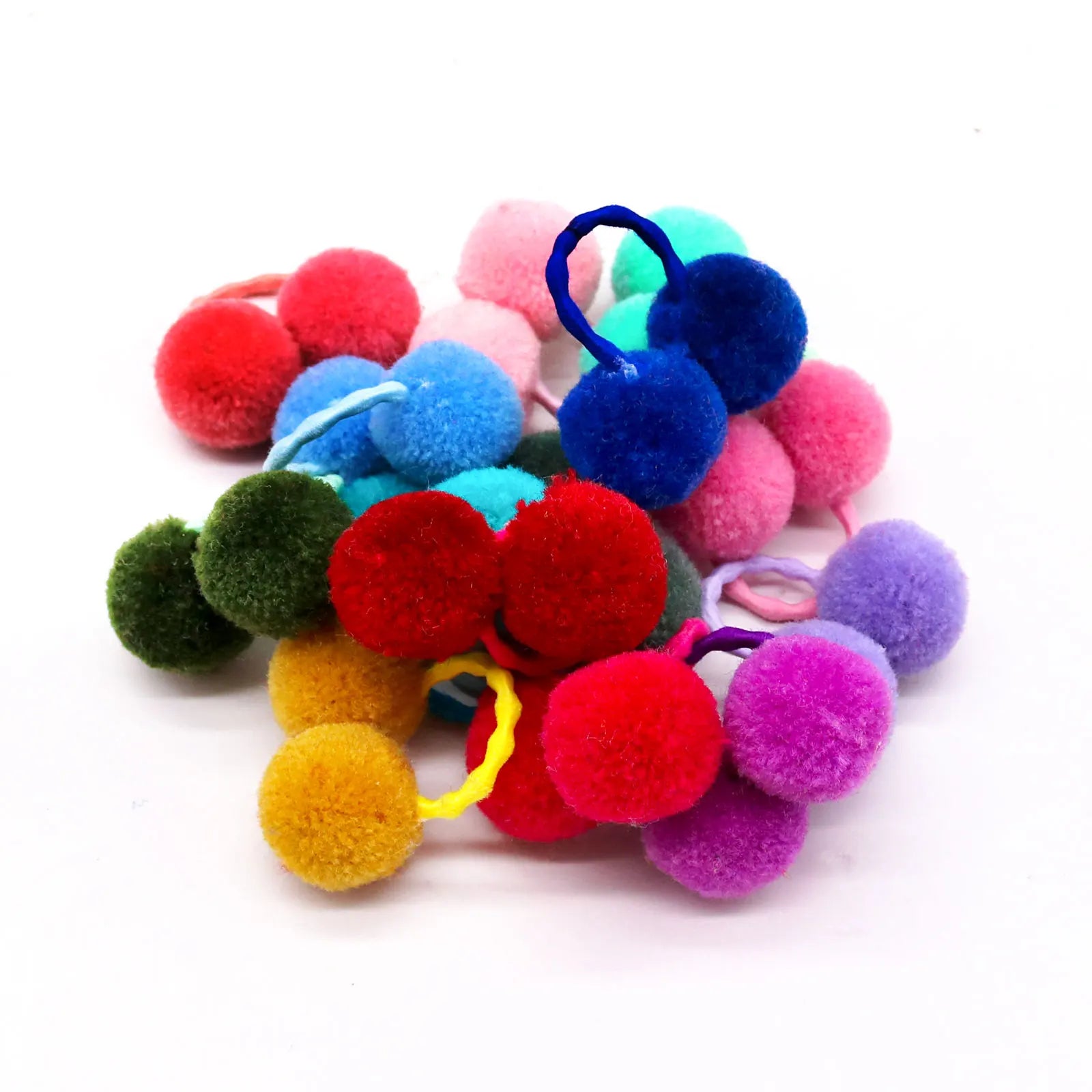 10pcs Pet Hair Bands with Plush Balls – Elastic Grooming Bows for Small and Medium Dogs and Cats