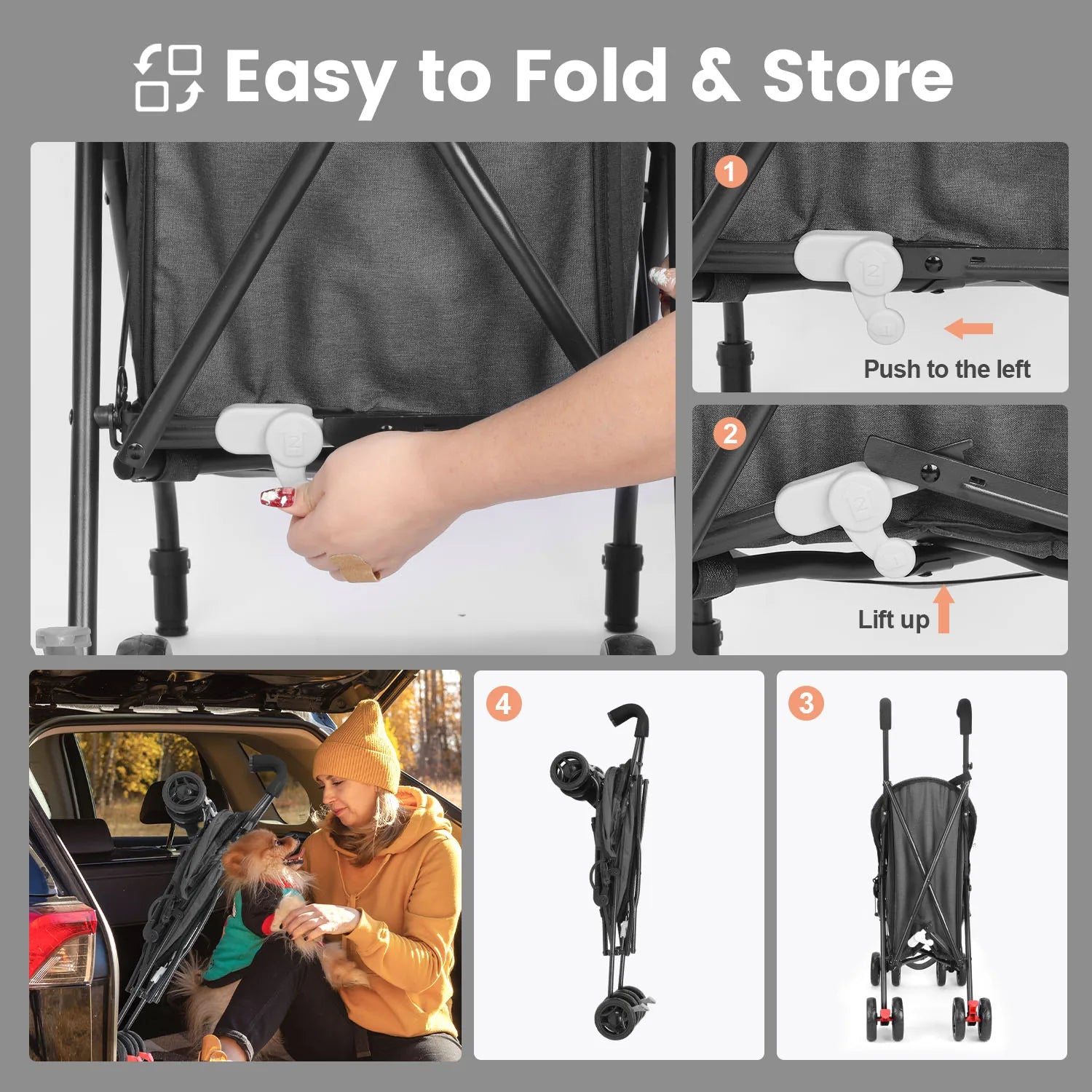 Lightweight Outdoor Puppy & Cat Stroller