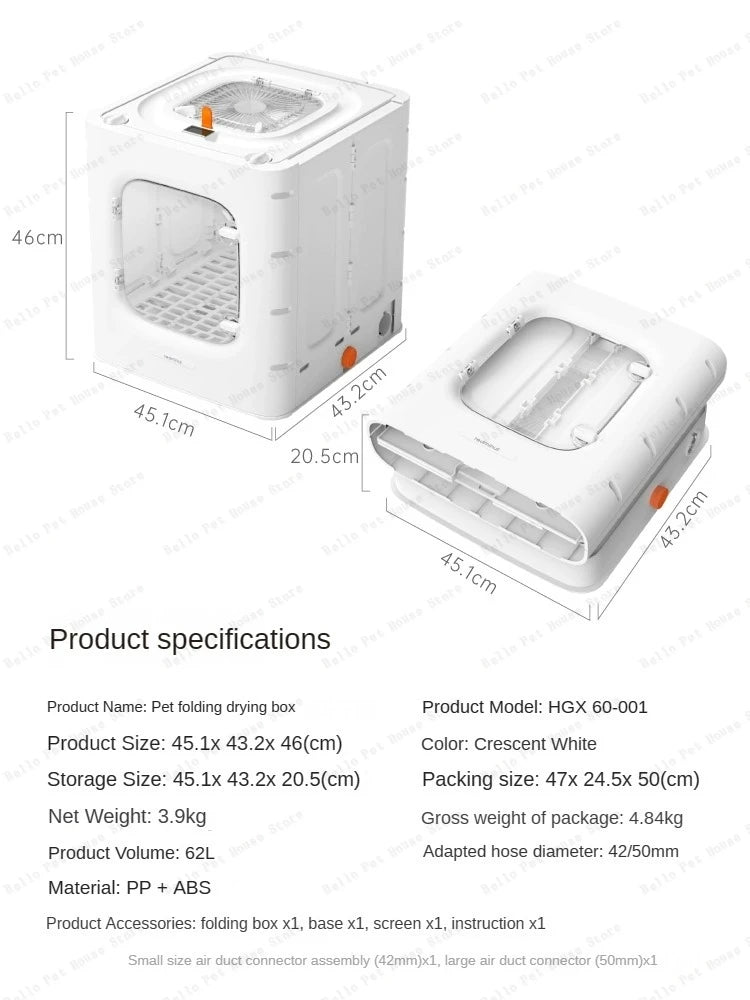 Detached Multifunctional Pet Drying Box – Large-Capacity Hair Dryer for Cats and Small Dogs