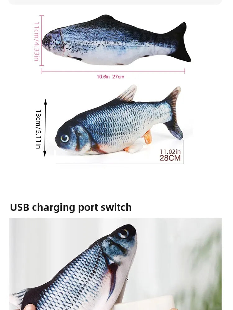USB Rechargeable Electric Floppy Fish Toy for Cats & Dogs
