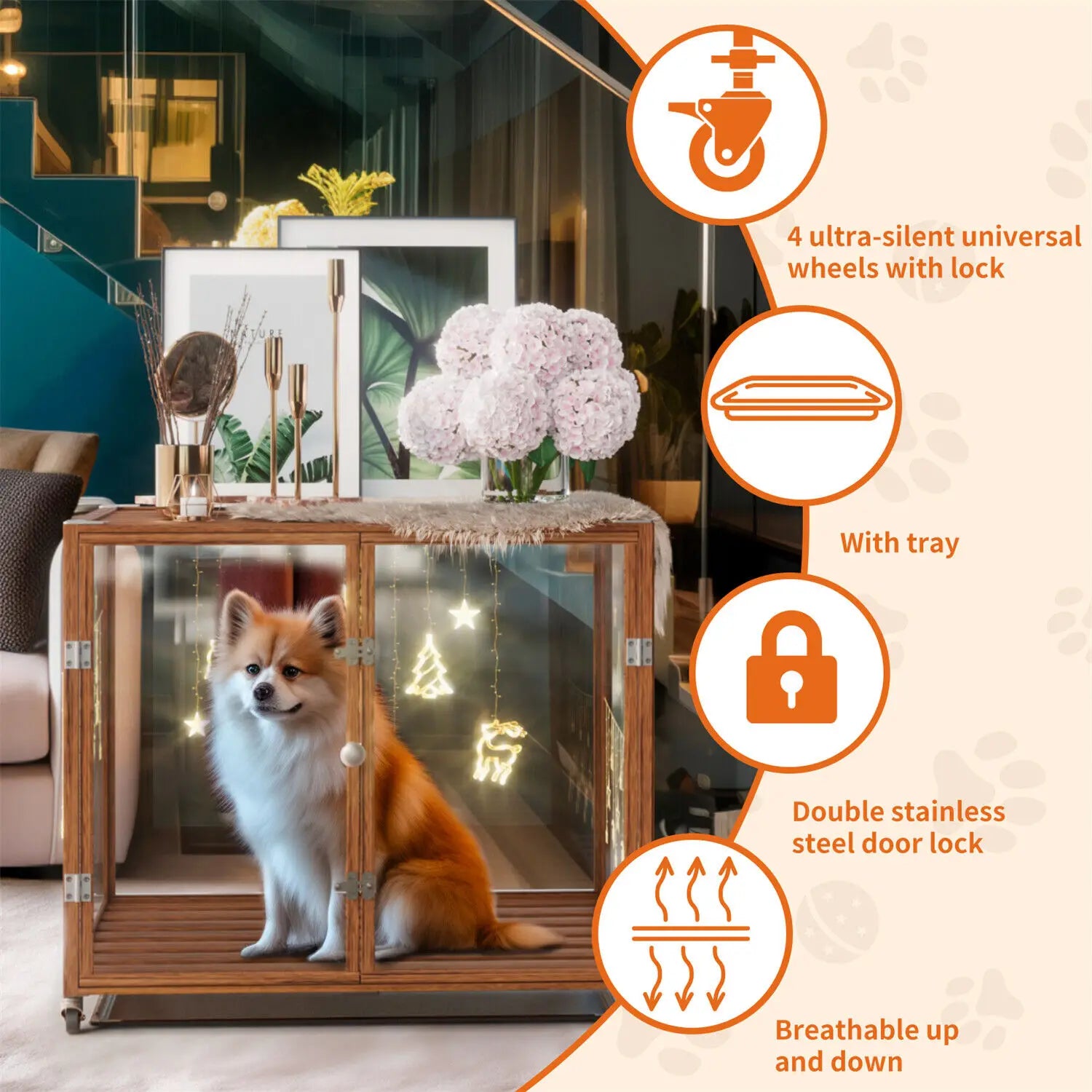 US Top-Level Dog Crate with Tempered Glass and Aluminum Frame