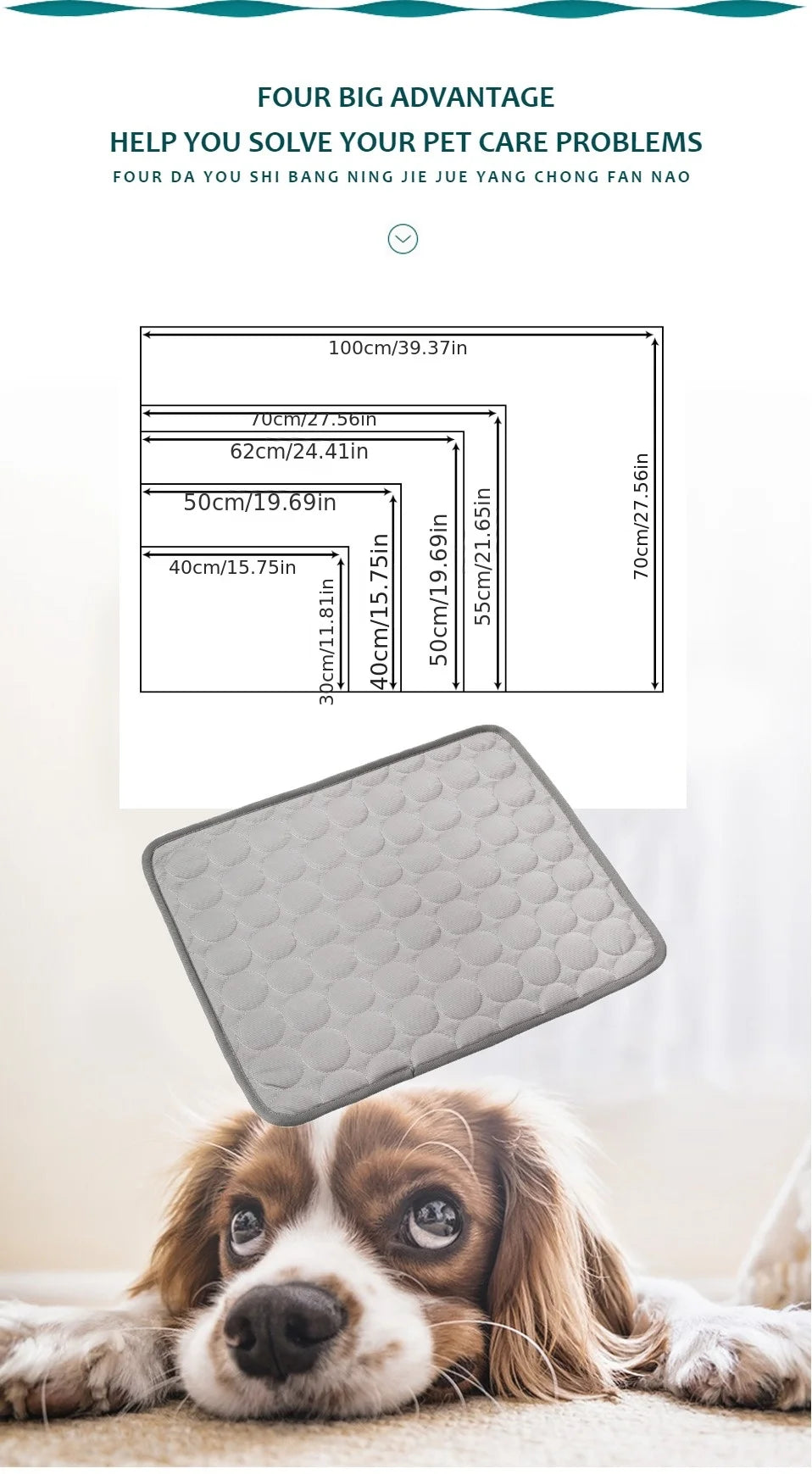 Dog Cooling Mat - Extra Large Summer Pet Cold Bed