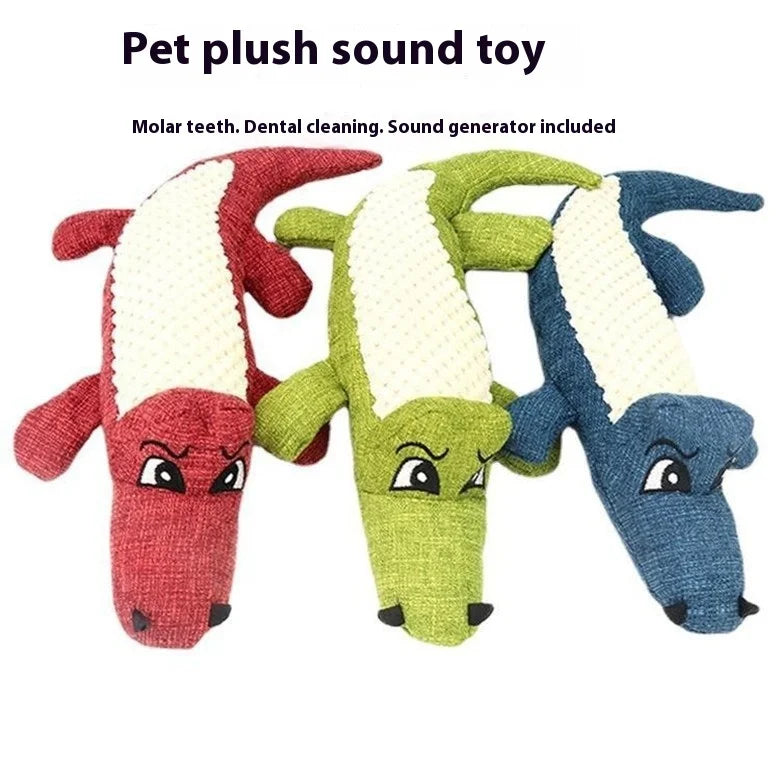 Corn Velvet Crocodile Plush Dog Toy with Squeaker
