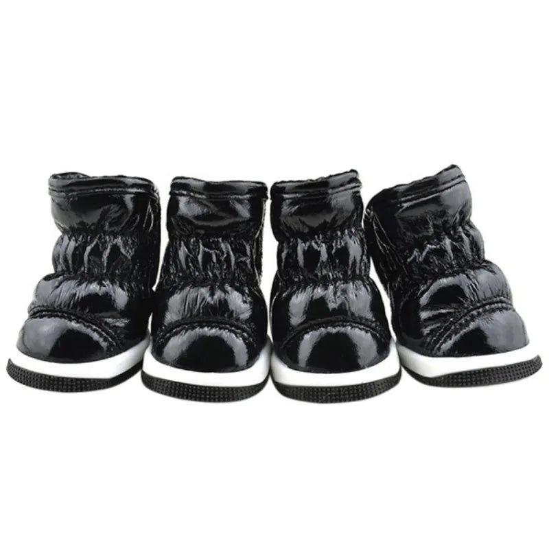 4PCS Winter Dog Shoes – Warm Fleece Waterproof Snow Boots for Small Dogs