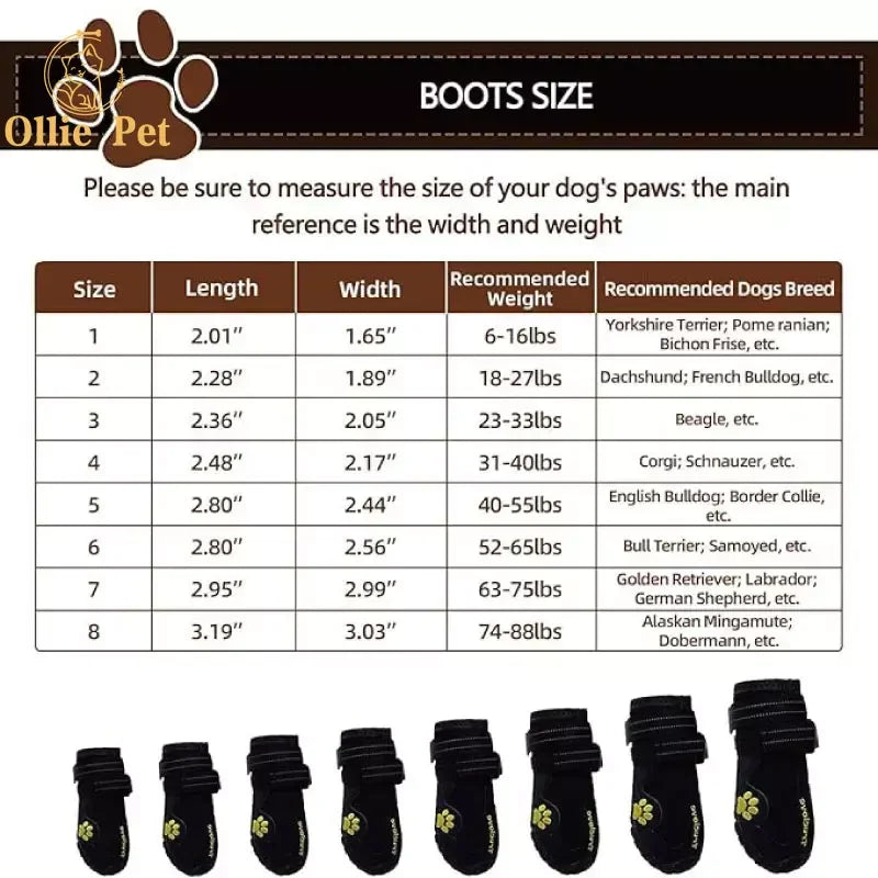 Anti-Slip Reflective Rain and Snow Boots for Small and Large Dogs (4PCS)