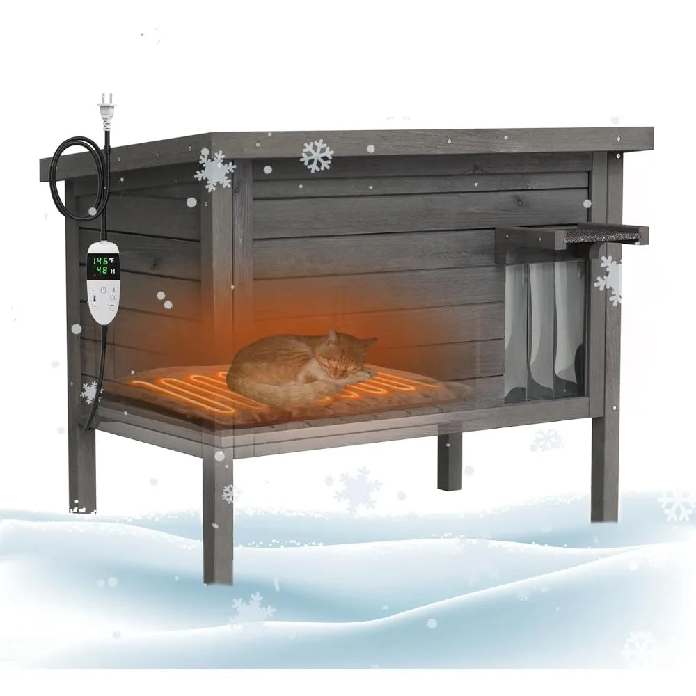 Outdoor Heated Cat House – Weatherproof Insulated Shelter with Heating Pad for Feral and Outdoor Cats