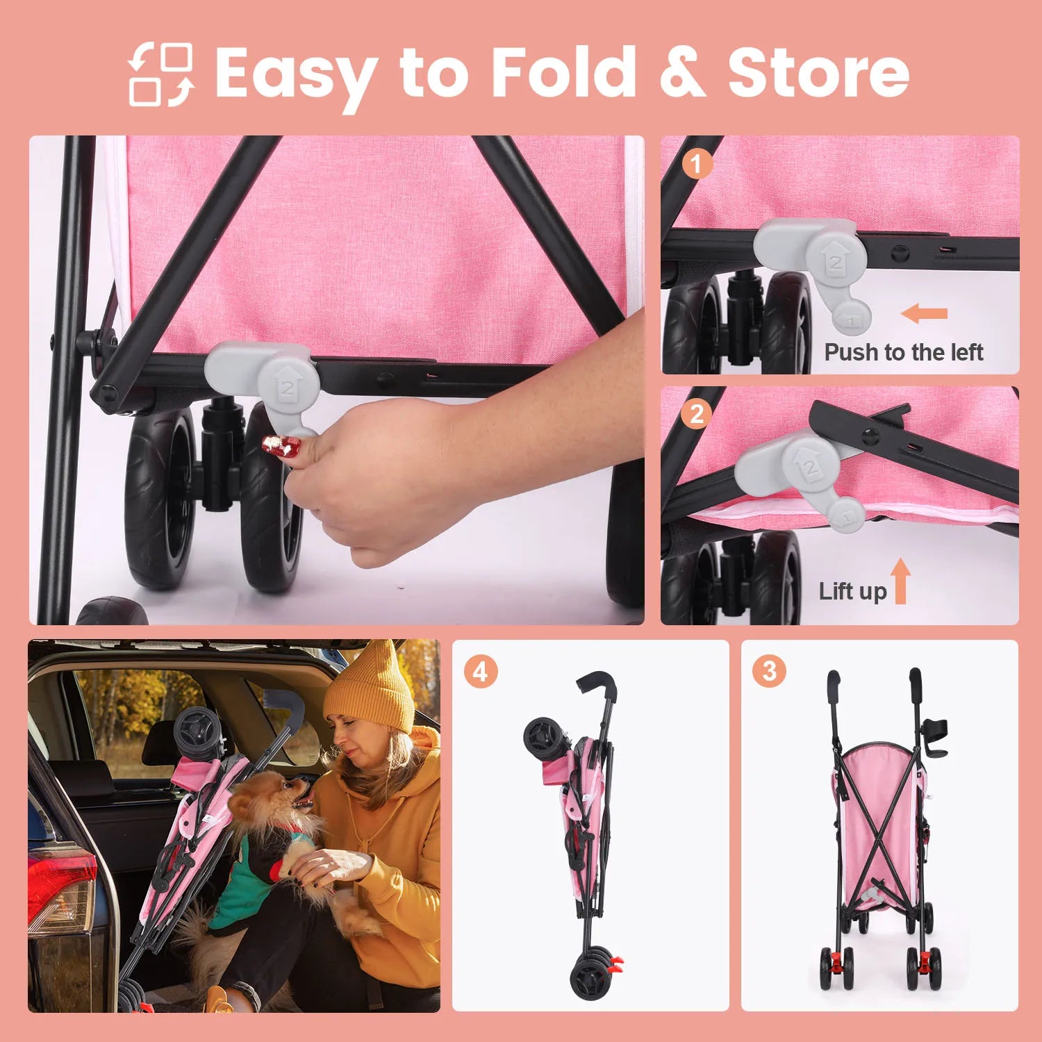 Lightweight Outdoor Puppy & Cat Stroller