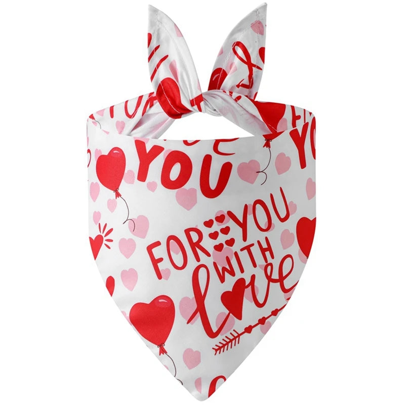 Washable Dog Bandanas – Festive Love Heart Scarves for Christmas and Valentine’s Day