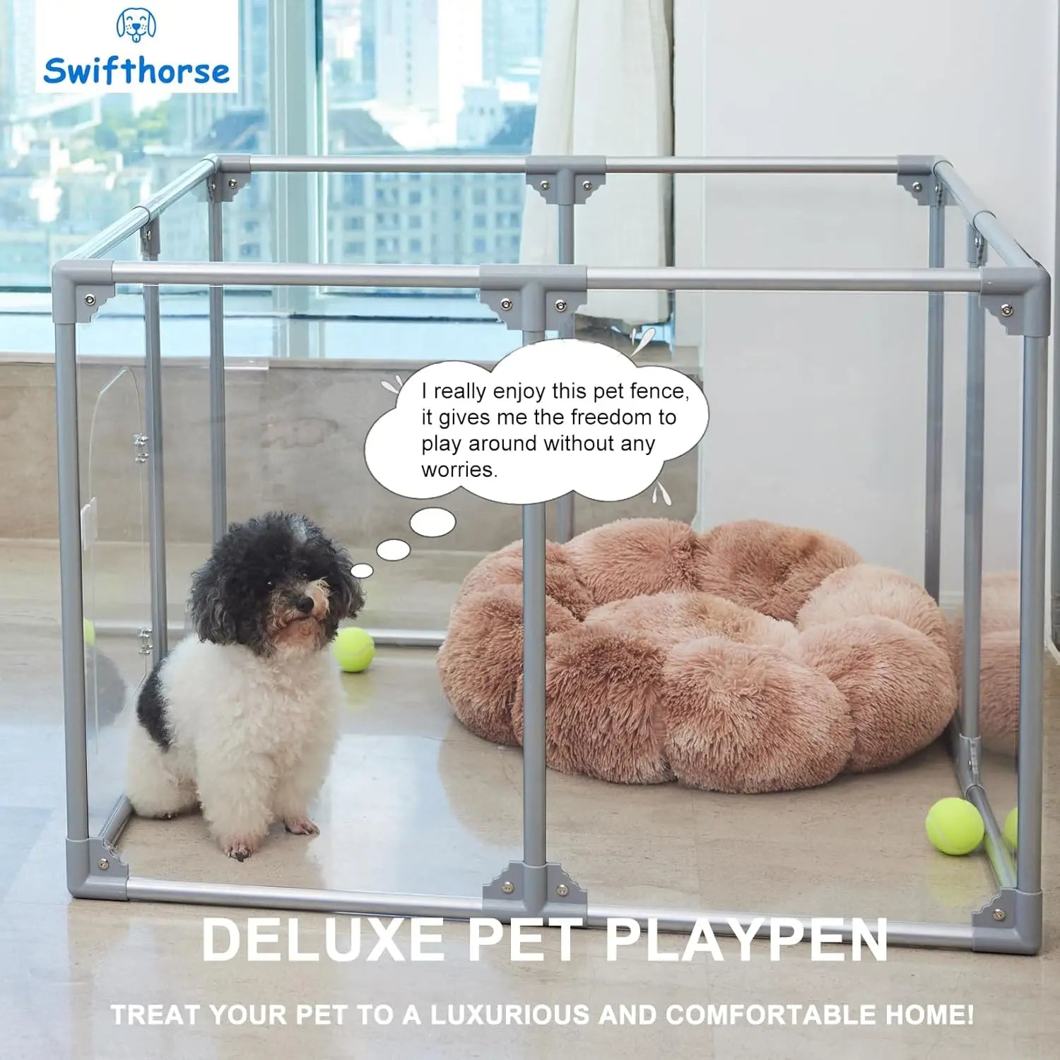 10-Panel Indoor Dog Playpen – Secure and Spacious Puppy Fence for Indoor Use