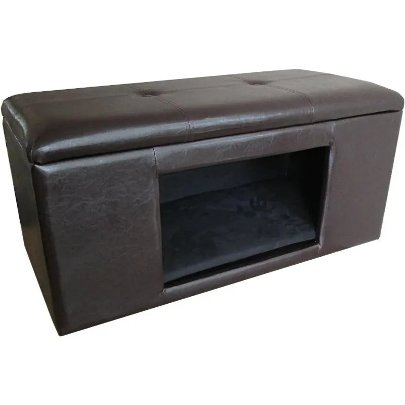 Button Tufted Leatherette Pet Bed & Bench |