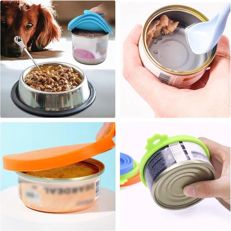 2-Piece Reusable Pet Food Can Cover & Spoon Set